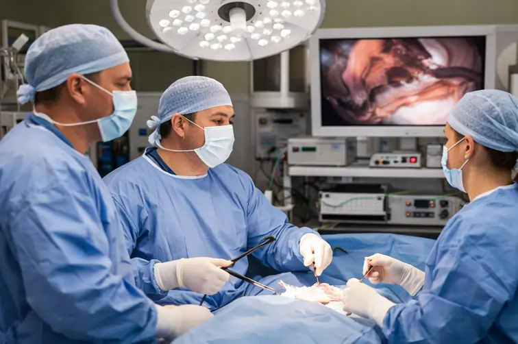 Laparoscopic ovarian cyst surgery in a modern operation theatre