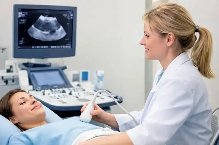 Pelvic ultrasound used as part of gynaecological cancer screening evaluation
