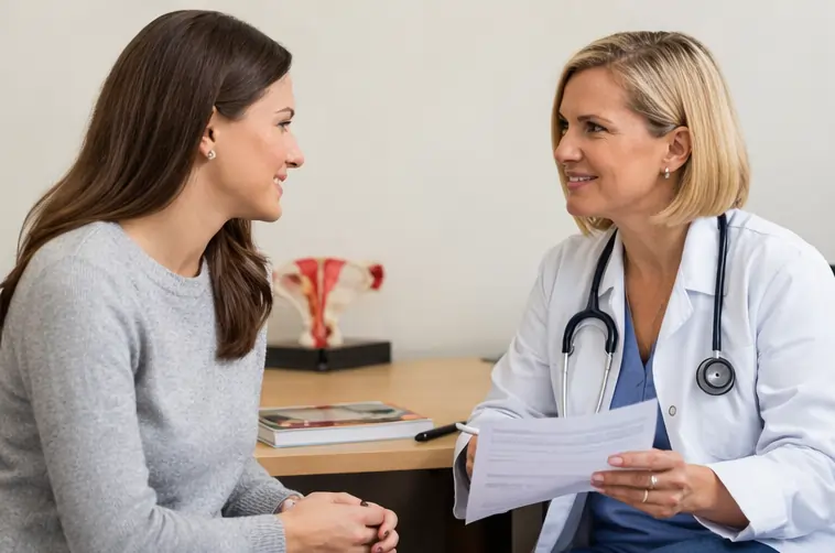 Gynecologist consulting a woman about ovarian cyst treatment